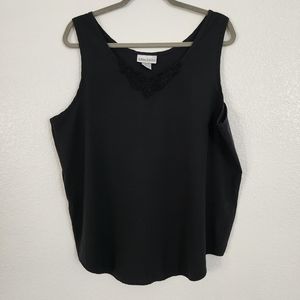 Adrian Jordan Vintage black tank with lace neckline size 20